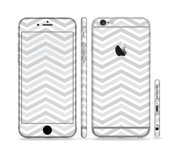 The Subtle Wide White & Gray Chevron Sectioned Skin Series for the Apple iPhone 6