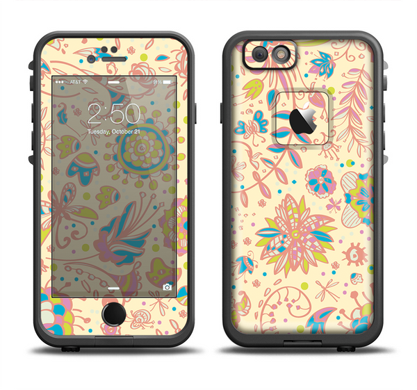 The Subtle Yellow & Pink Sketched Lace Patterns v21 Apple iPhone 6 LifeProof Fre Case Skin Set
