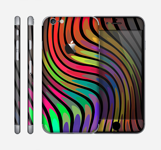 The Swirled Neon Abstract Lines Skin for the Apple iPhone 6