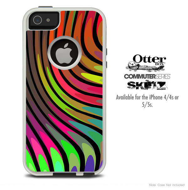 The Swirled Neon Lines Skin For The iPhone 4-4s or 5-5s Otterbox Commuter Case