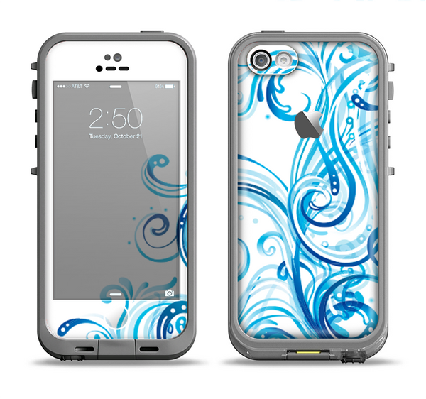 The Swirly Vector Water-Splash Pattern Apple iPhone 5c LifeProof Fre Case Skin Set