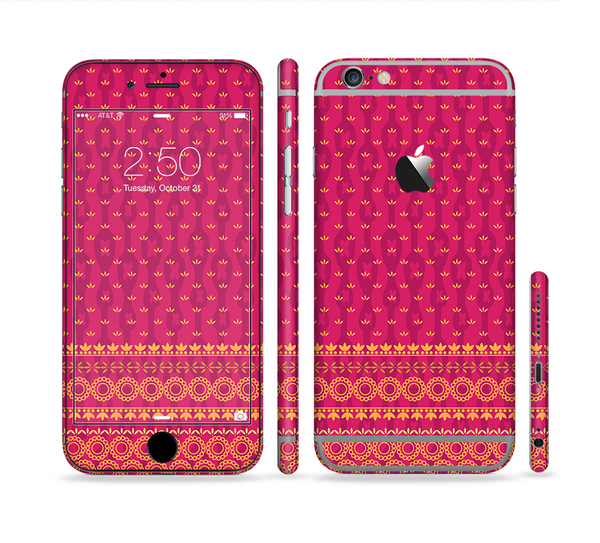 The Tall Pink & Orange Floral Vector Pattern Sectioned Skin Series for the Apple iPhone 6