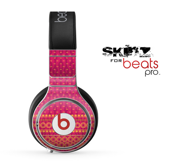 The Tall Pink & Orange Vintage Pattern Skin for the Beats by Dre Pro Headphones