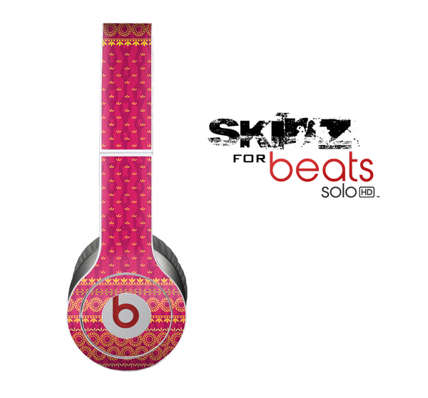 The Tall Pink & Orange Vintage Pattern Skin for the Beats by Dre Solo-Solo HD Headphones