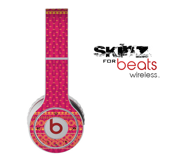 The Tall Pink & Orange Vintage Pattern Skin for the Beats by Dre Wireless Headphones