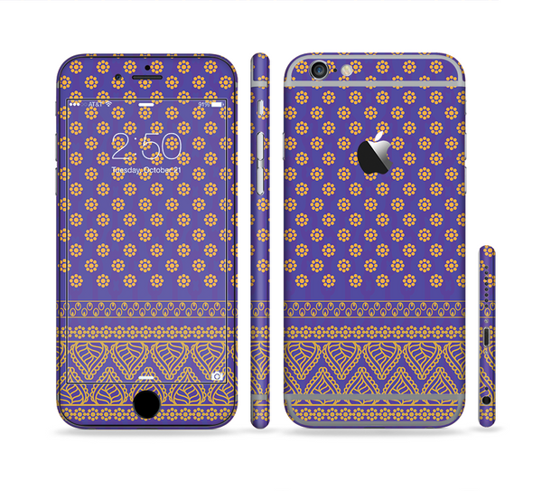 The Tall Purple & Orange Floral Vector Pattern Sectioned Skin Series for the Apple iPhone 6