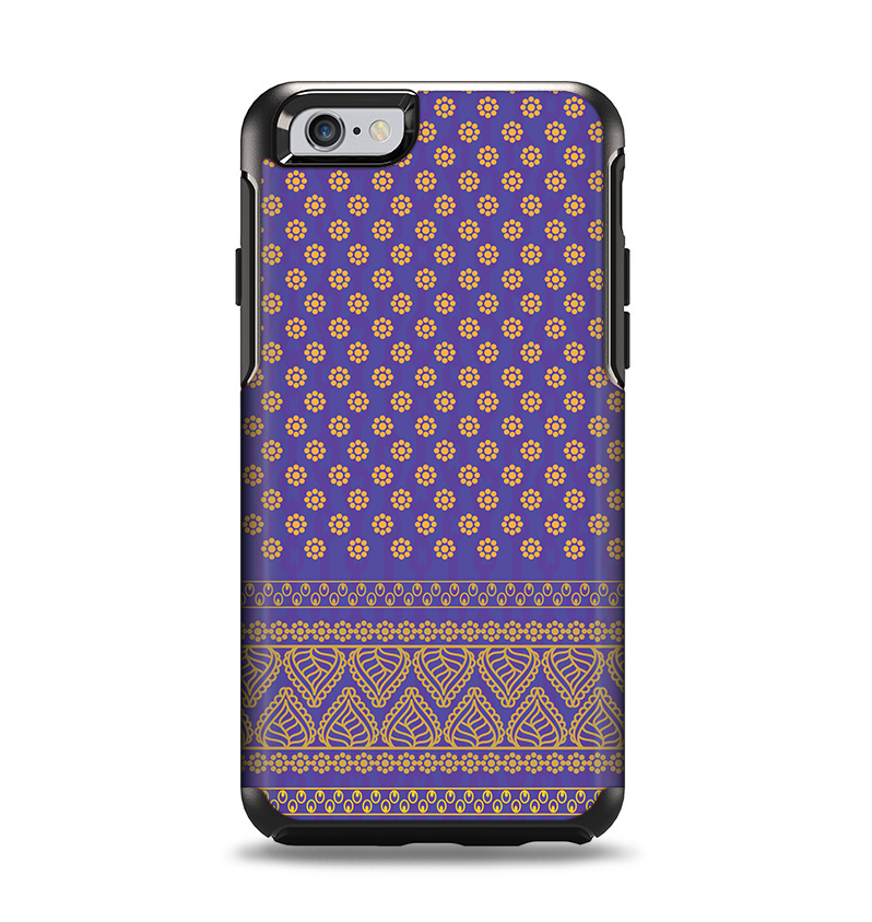 The Tall Purple & Orange Vintage Pattern Apple iPhone 6 Otterbox Symmetry Case Skin Set