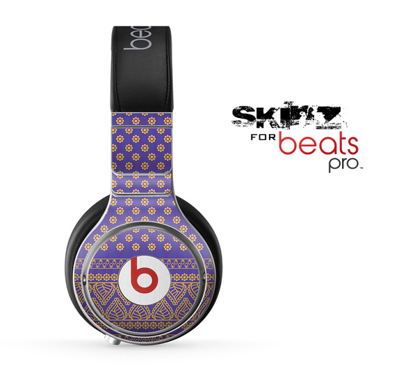 The Tall Purple & Orange Vintage Pattern Skin for the Beats by Dre Pro Headphones