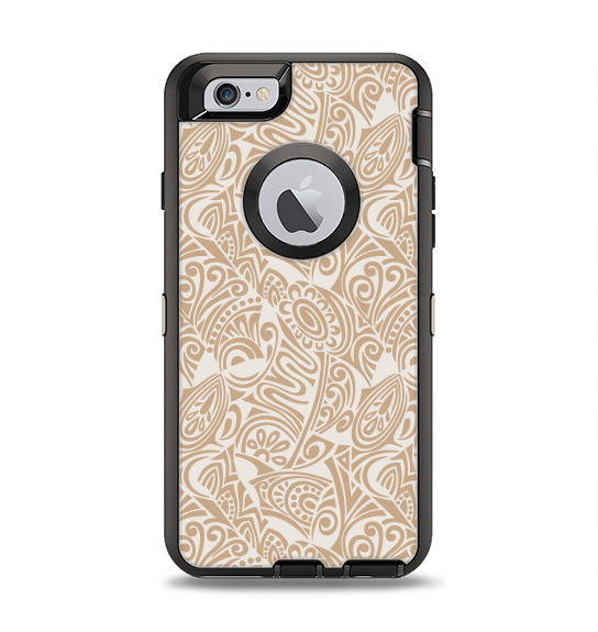 The Tan Abstract Vector Pattern Apple iPhone 6 Otterbox Defender Case Skin Set