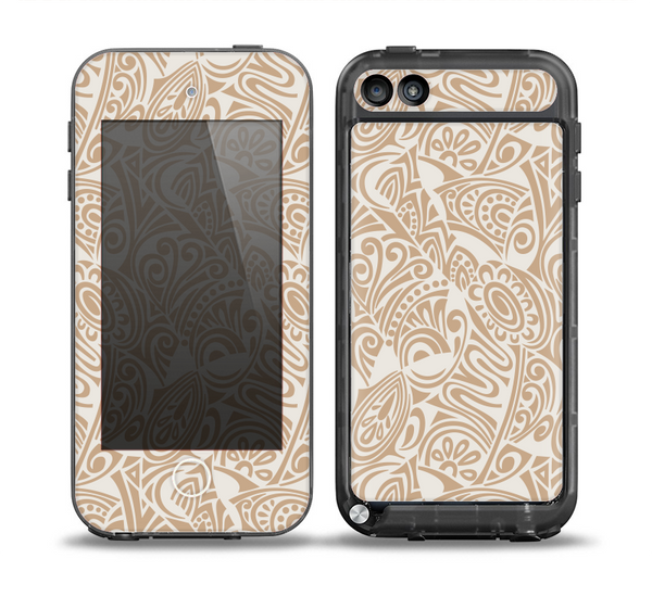 The Tan Abstract Vector Pattern Skin for the iPod Touch 5th Generation frē LifeProof Case