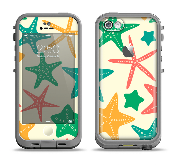 The Tan And Colorful Vector StarFish Apple iPhone 5c LifeProof Fre Case Skin Set