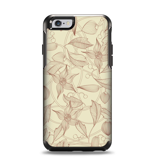 The Tan & Brown Floral Laced Pattern Apple iPhone 6 Otterbox Symmetry Case Skin Set