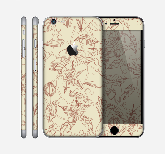 The Tan & Brown Floral Laced Pattern Skin for the Apple iPhone 6 Plus
