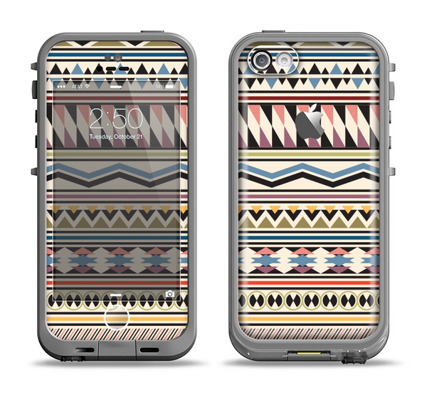 The Tan & Color Aztec Pattern V32 Apple iPhone 5c LifeProof Fre Case Skin Set