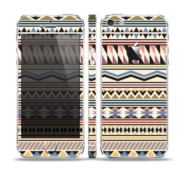 The Tan & Color Aztec Pattern V32 Skin Set for the Apple iPhone 5