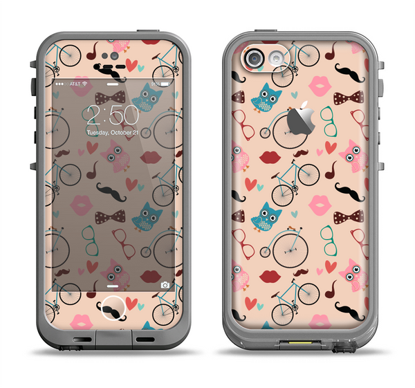 The Tan Colorful Hipster Icons Apple iPhone 5c LifeProof Fre Case Skin Set