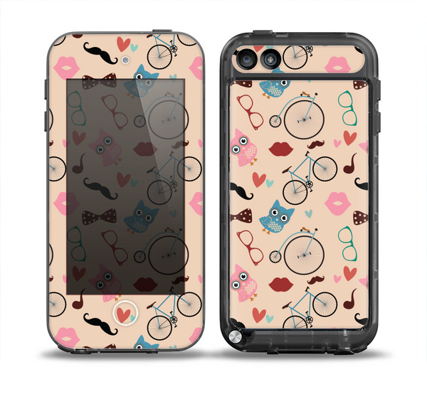 The Tan Colorful Hipster Icons Skin for the iPod Touch 5th Generation frē LifeProof Case