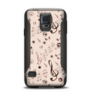 The Tan Music Note Pattern Samsung Galaxy S5 Otterbox Commuter Case Skin Set