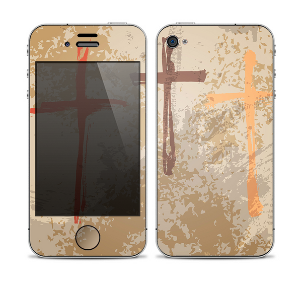 The Tan Splattered Color-Crosses Skin for the Apple iPhone 4-4s