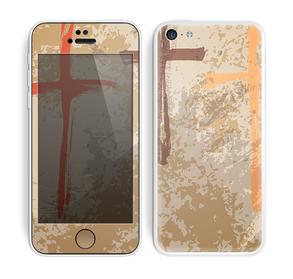 The Tan Splattered Color-Crosses Skin for the Apple iPhone 5c