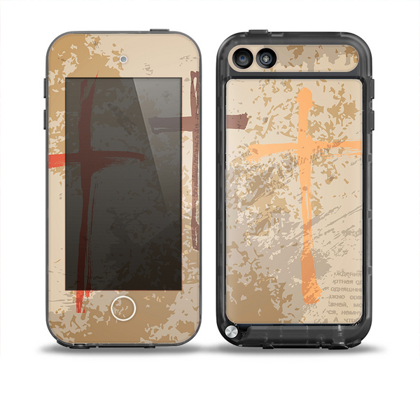 The Tan Splattered Color-Crosses Skin for the iPod Touch 5th Generation frē LifeProof Case