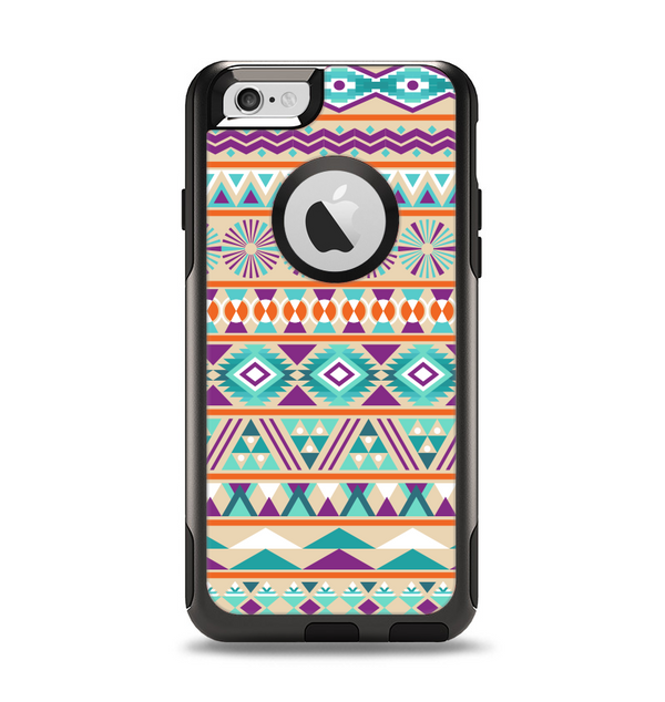 The Tan & Teal Aztec Pattern V4 Apple iPhone 6 Otterbox Commuter Case Skin Set