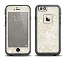 The Tan & White Vintage Floral Pattern Apple iPhone 6 LifeProof Fre Case Skin Set