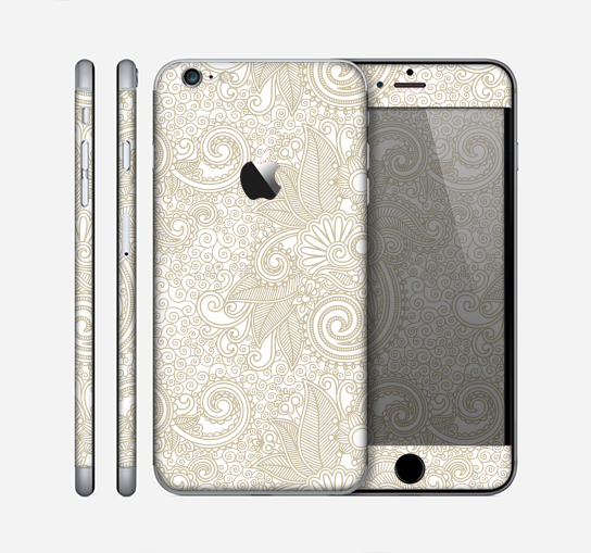 The Tan & White Vintage Floral Pattern Skin for the Apple iPhone 6 Plus
