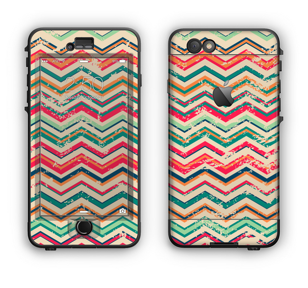 The Tan and Colored Chevron Pattern V55 Apple iPhone 6 Plus LifeProof Nuud Case Skin Set