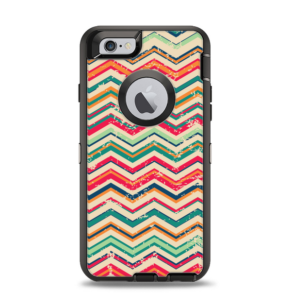 The Tan and Colored Chevron Pattern V55 Apple iPhone 6 Otterbox Defender Case Skin Set