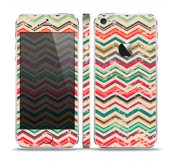 The Tan and Colored Chevron Pattern V55 Skin Set for the Apple iPhone 5