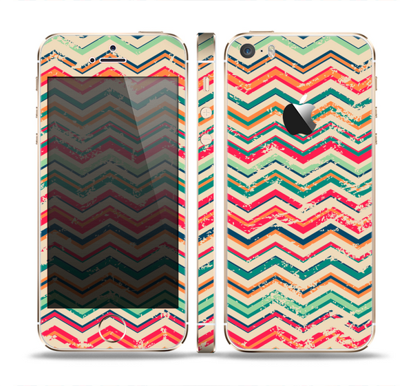The Tan and Colored Chevron Pattern V55 Skin Set for the Apple iPhone 5s