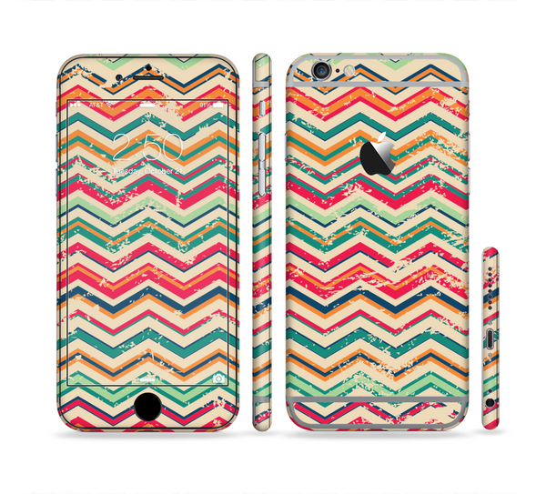 The Tan and Colored Chevron Pattern V55 Sectioned Skin Series for the Apple iPhone 6
