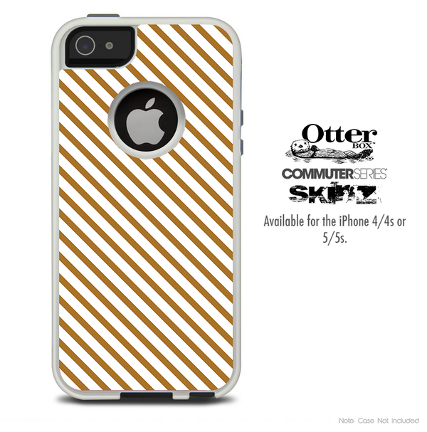 The Tan and White Striped Skin For The iPhone 4-4s or 5-5s Otterbox Commuter Case