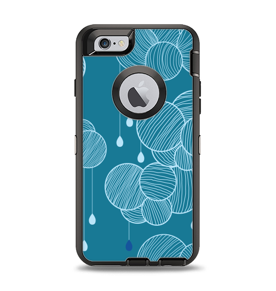 The Teal Abstract Raining Yarn Clouds Apple iPhone 6 Otterbox Defender Case Skin Set