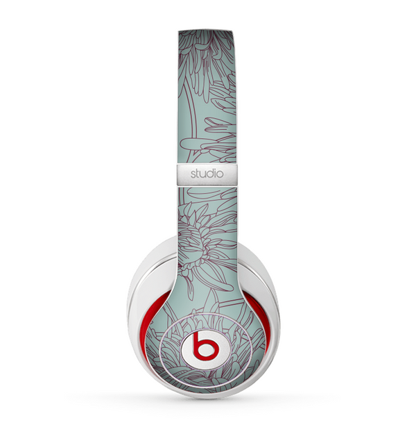 The Teal Aster Flower Lined Skin for the Beats by Dre Studio (2013+ Version) Headphones