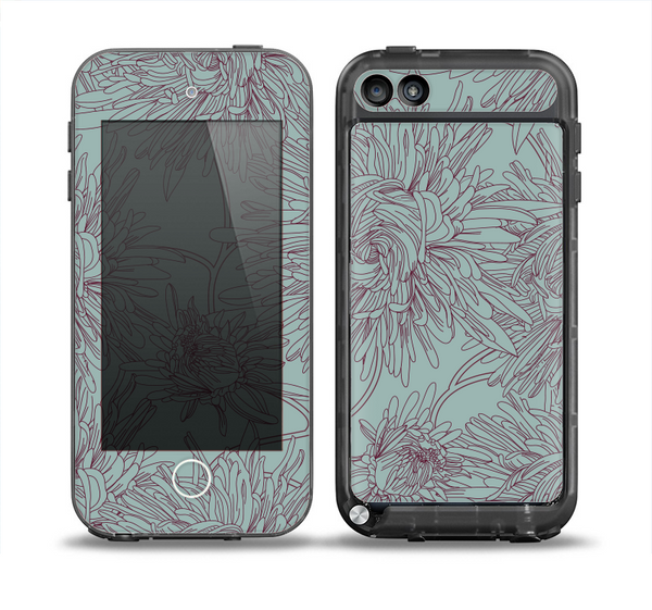 The Teal Aster Flower Lined Skin for the iPod Touch 5th Generation frē LifeProof Case