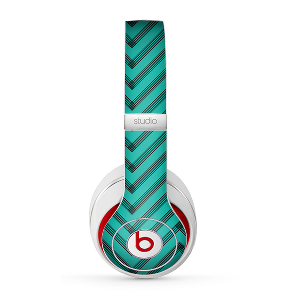 The Teal & Black Sketch Chevron Skin for the Beats by Dre Studio (2013+ Version) Headphones