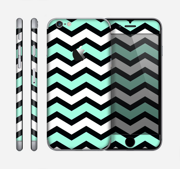 The Teal & Black Wide Chevron Pattern Skin for the Apple iPhone 6