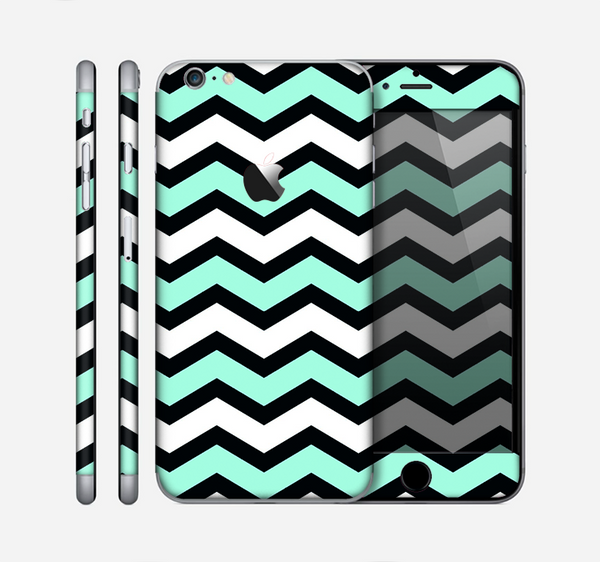 The Teal & Black Wide Chevron Pattern Skin for the Apple iPhone 6 Plus