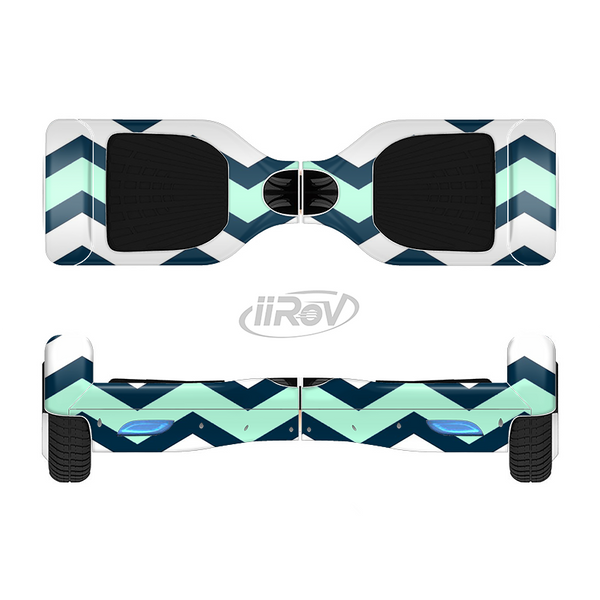 The Teal & Blue Wide Chevron Pattern Full-Body Skin Set for the Smart Drifting SuperCharged iiRov HoverBoard