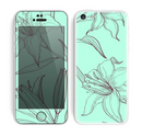 The Teal & Brown Thin Flower Pattern Skin for the Apple iPhone 5c