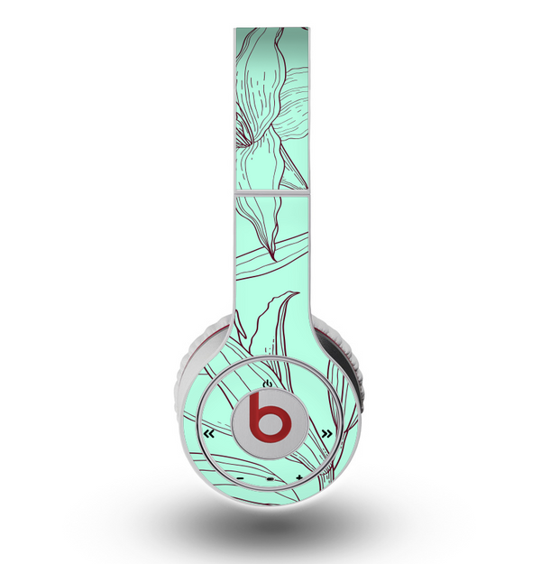 The Teal & Brown Thin Flower Pattern Skin for the Original Beats by Dre Wireless Headphones