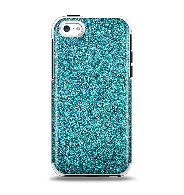 The Teal Glitter Ultra Metallic Apple iPhone 5c Otterbox Symmetry Case Skin Set
