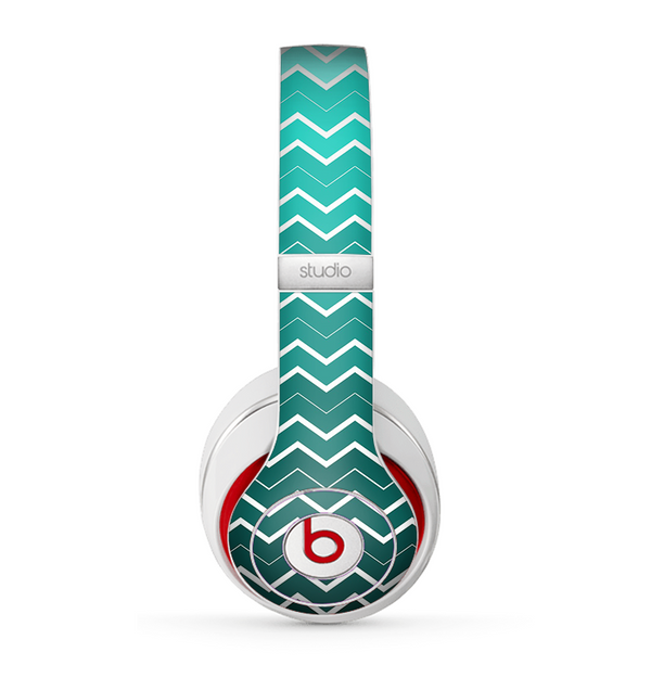 The Teal Gradient Layered Chevron Skin for the Beats by Dre Studio (2013+ Version) Headphones
