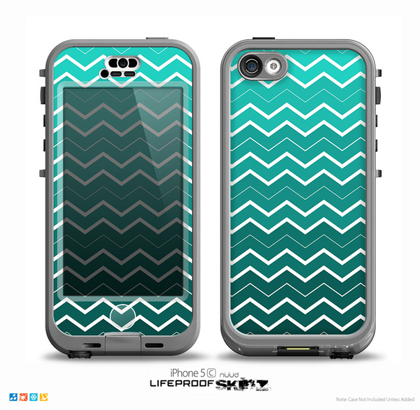 The Teal Gradient Layered Chevron Skin for the iPhone 5c nüüd LifeProof Case