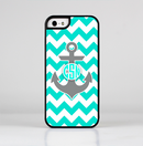 The Teal Green and Gray Monogram Anchor on Teal Chevron Skin-Sert for the Apple iPhone 5-5s Skin-Sert Case