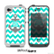 The Teal Green and Gray Monogram Anchor on Teal Chevron Skin for the iPhone 4-4s LifeProof Case