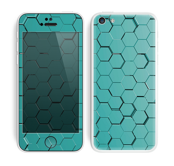 The Teal Hexagon Pattern Skin for the Apple iPhone 5c