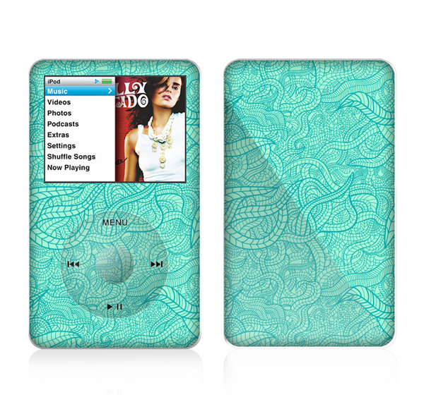 The Teal Leaf Laced Pattern Skin For The Apple iPod Classic